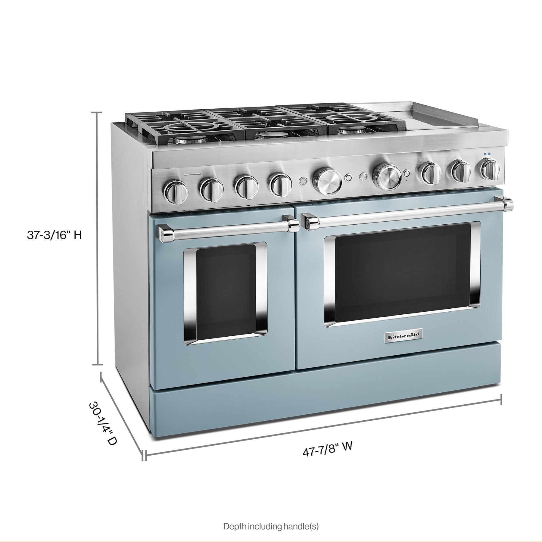 Kitchenaid KFDC558JMB Kitchenaid® 48'' Smart Commercial-Style Dual Fuel Range With Griddle - Misty Blue