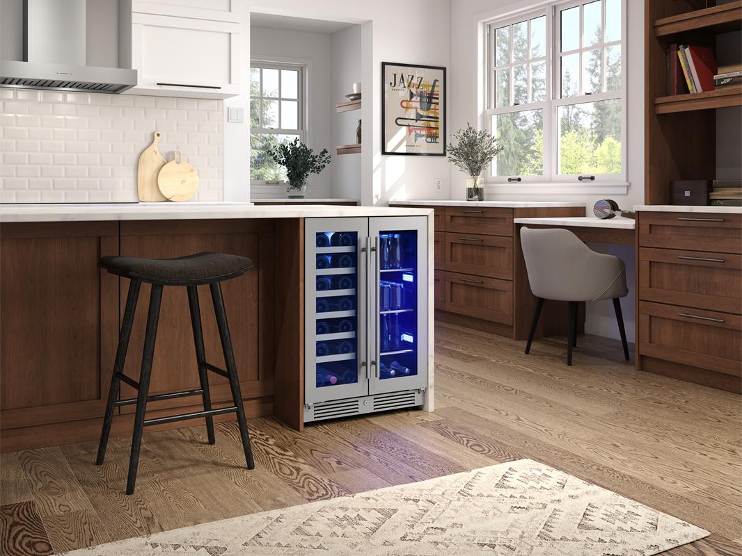 Zephyr PRWB24C32CG 24" French Door Dual Zone Wine & Beverage Cooler