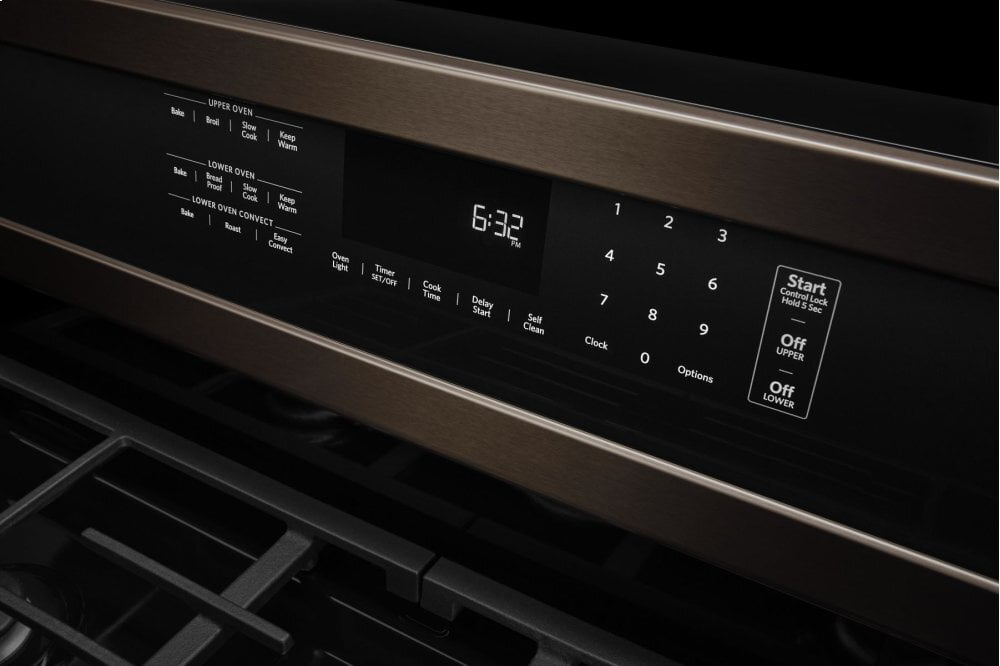 Kitchenaid KFGD500EBS 30-Inch 5 Burner Gas Double Oven Convection Range - Black Stainless Steel With Printshield™ Finish