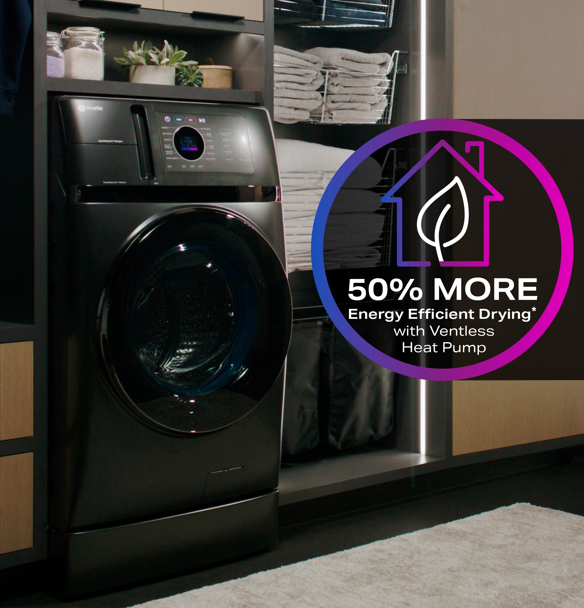 Ge Appliances PFQ97HSPVDS Ge Profile™ 4.8 Cu. Ft. Capacity Ultrafast Combo With Ventless Heat Pump Technology Washer/Dryer