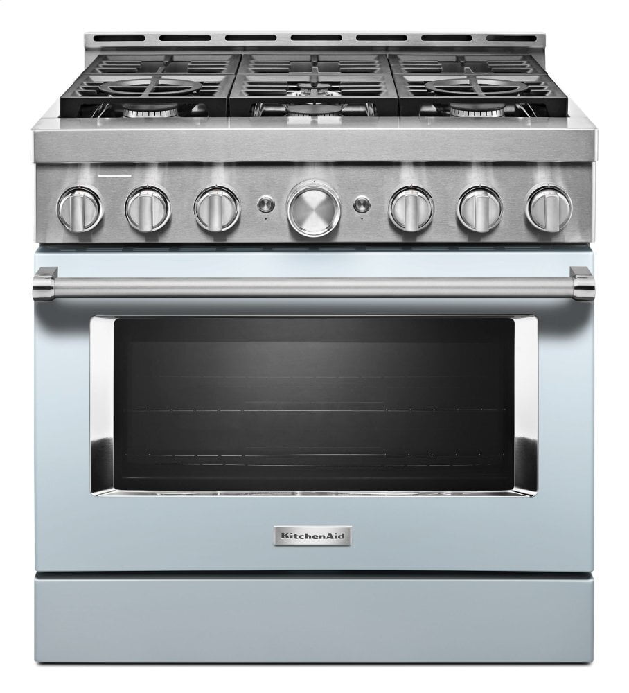 Kitchenaid KFGC506JMB Kitchenaid® 36'' Smart Commercial-Style Gas Range With 6 Burners - Misty Blue
