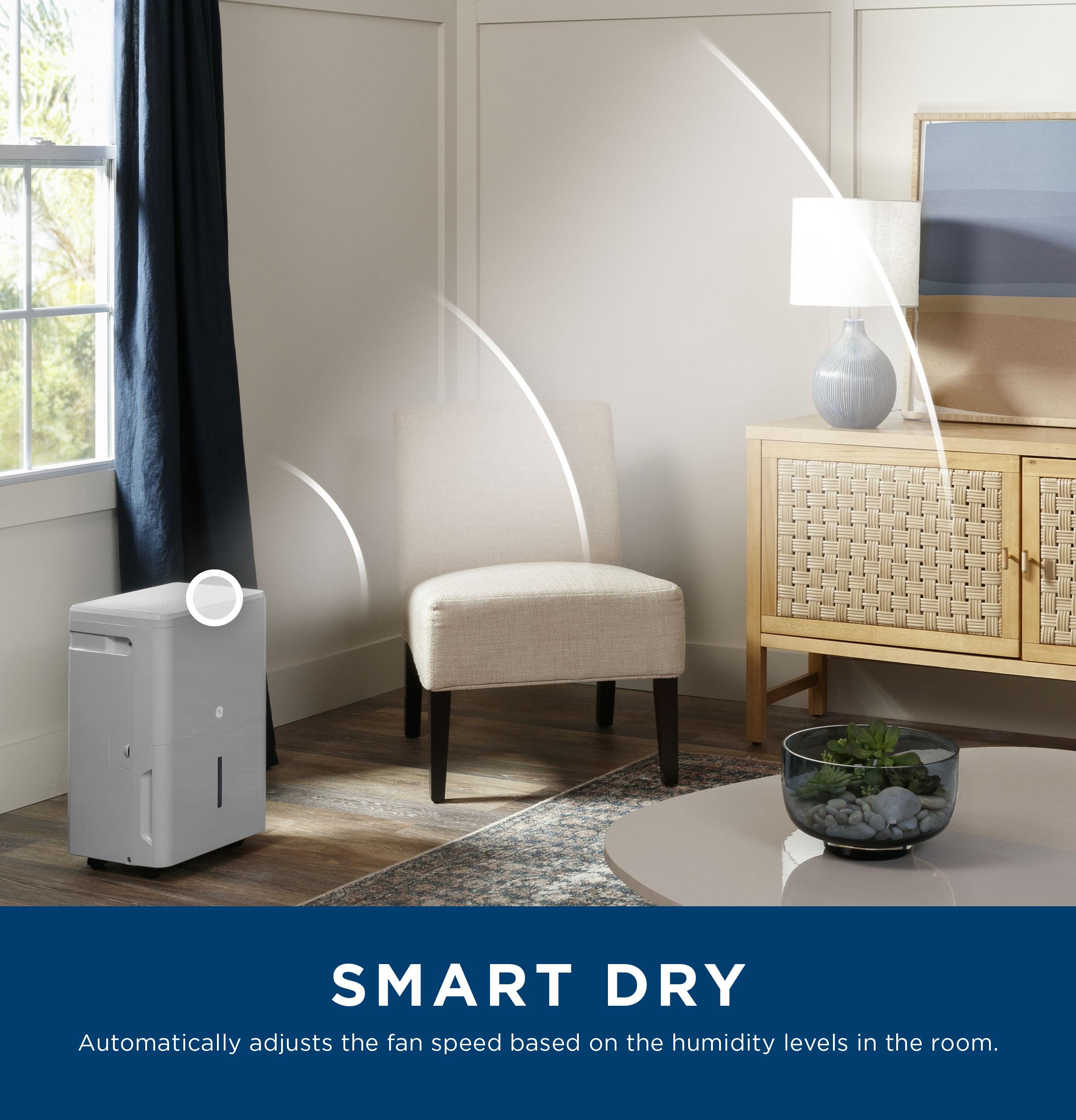 Ge Appliances AWHR50LB Ge® 50 Pint Energy Star® Smart Portable Dehumidifier With Smart Dry For Wet Spaces