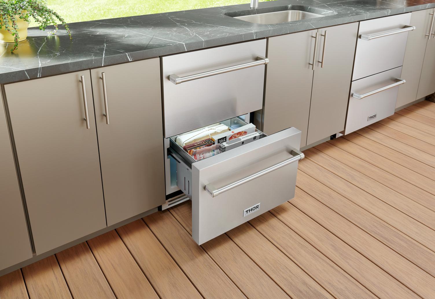Thor Kitchen TRZ24U 24-Inch Indoor Outdoor Freezer Drawer In Stainless Steel - Trz24U