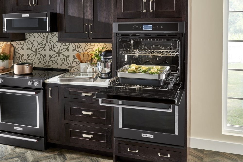 Kitchenaid KSEG700EBS 30-Inch 5-Element Electric Slide-In Convection Range - Black Stainless Steel With Printshield™ Finish