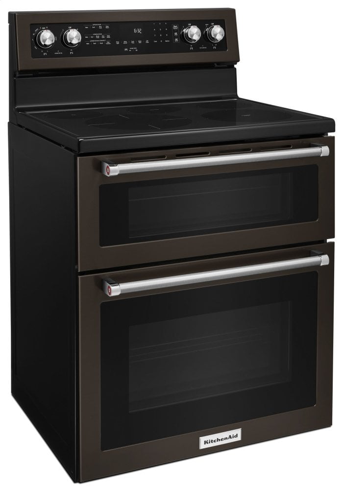 Kitchenaid KFED500EBS 30-Inch 5 Burner Electric Double Oven Convection Range - Black Stainless Steel With Printshield™ Finish