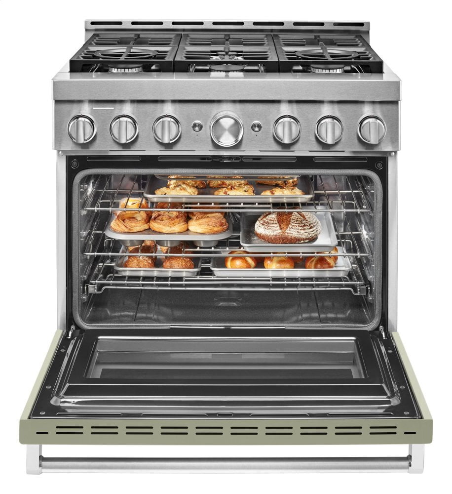 Kitchenaid KFGC506JAV Kitchenaid® 36'' Smart Commercial-Style Gas Range With 6 Burners - Avocado Cream