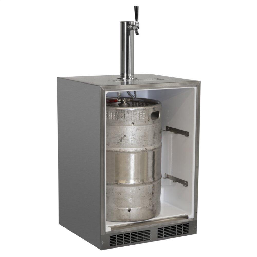 Marvel MO24BSS2LS Outdoor 24" Single Tap Built In Beer Dispenser With Stainless Steel Door - Solid Stainless Steel Door With Lock - Left Hinge