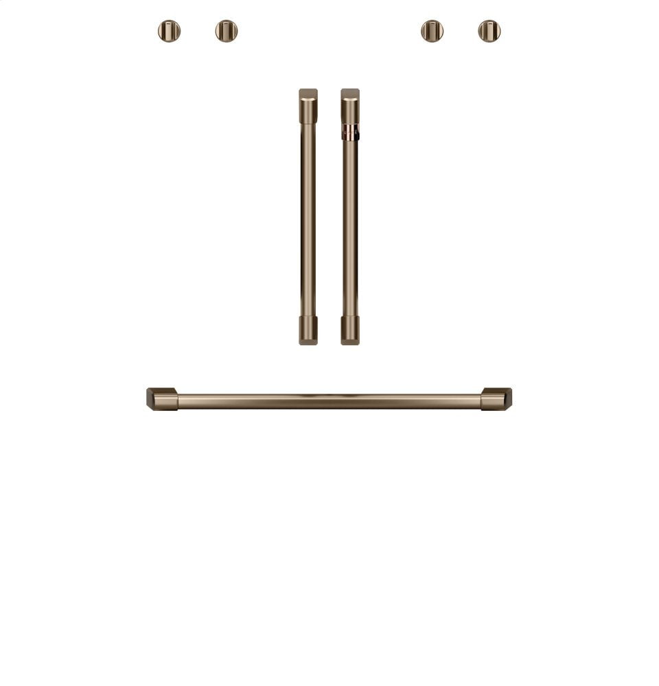 Cafe CXWDFHKPMBZ Café 2 French-Door Handles; 1 - 30" Handle; 4 Knobs - Brushed Bronze