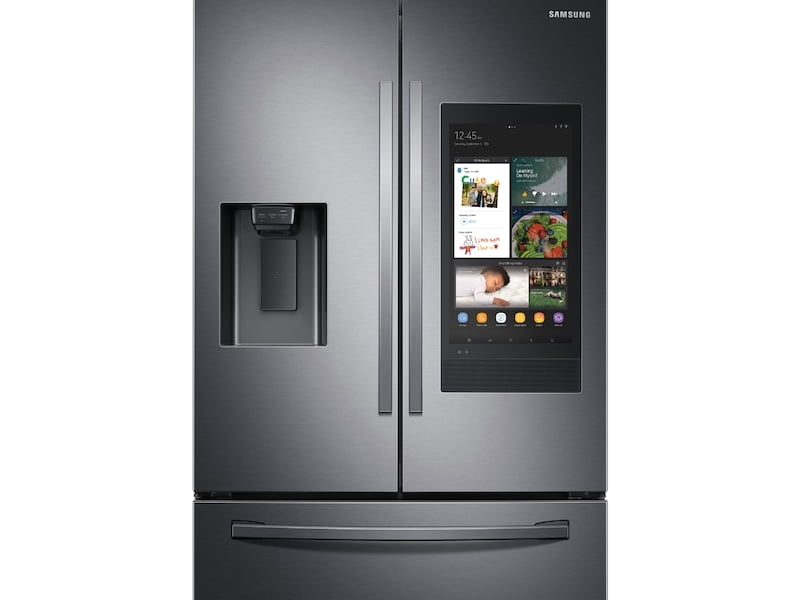 Samsung RF27T5501SG 26.5 Cu. Ft. Large Capacity 3-Door French Door Refrigerator With Family Hub™ And External Water & Ice Dispenser In Black Stainless Steel
