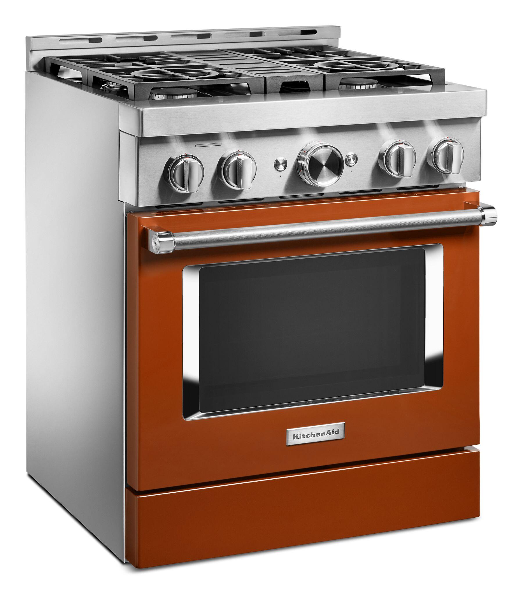 Kitchenaid KFGC500JSC Kitchenaid® 30'' Smart Commercial-Style Gas Range With 4 Burners - Scorched Orange
