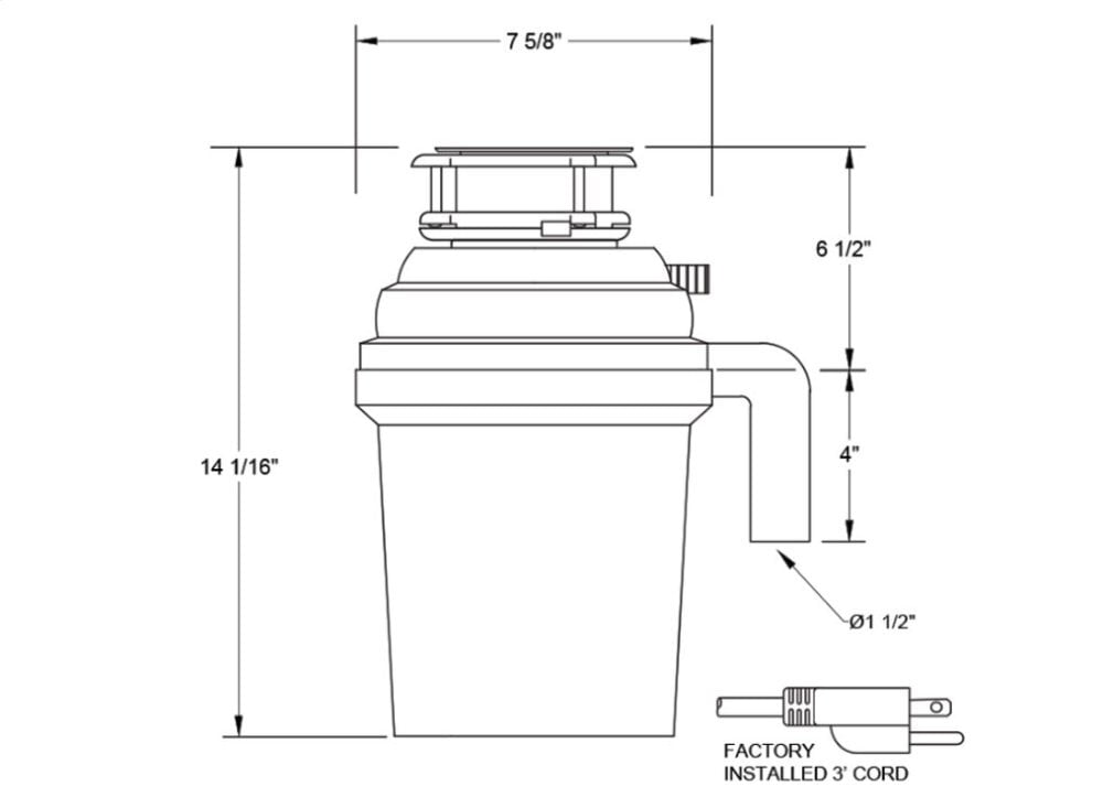 Xo Appliance XOD1PRO 1 Hp Pro 3 Bolt Mount, Continuous Feed Disposal