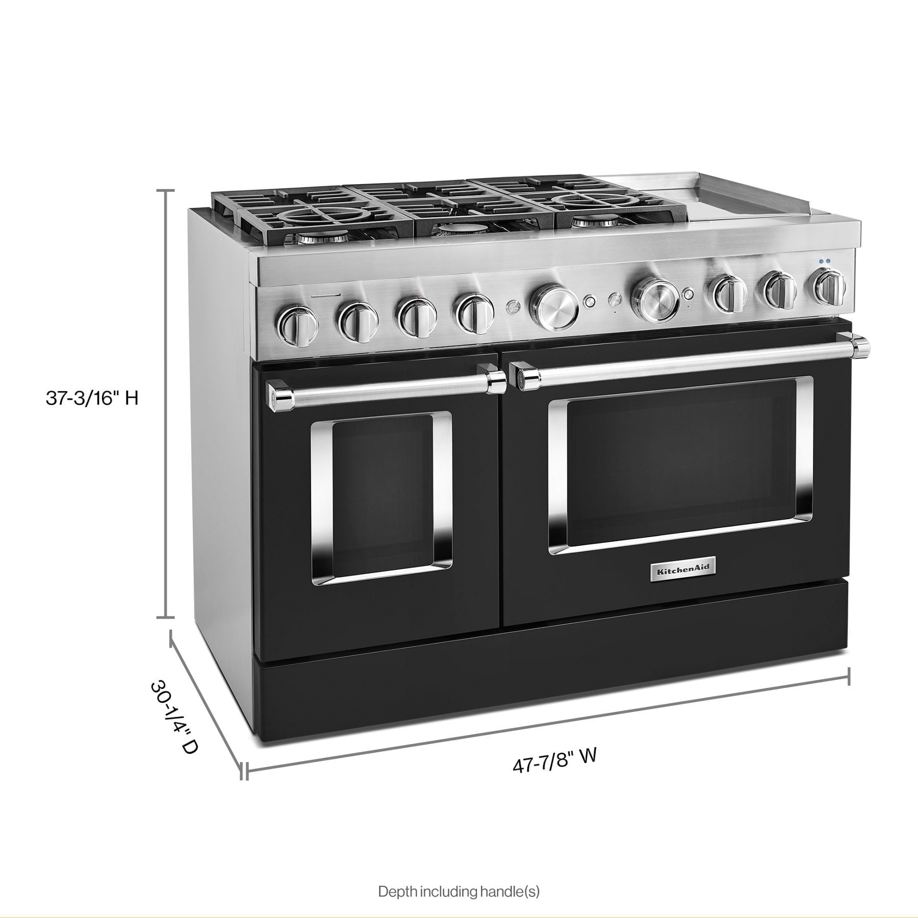 Kitchenaid KFDC558JBK Kitchenaid® 48'' Smart Commercial-Style Dual Fuel Range With Griddle - Imperial Black