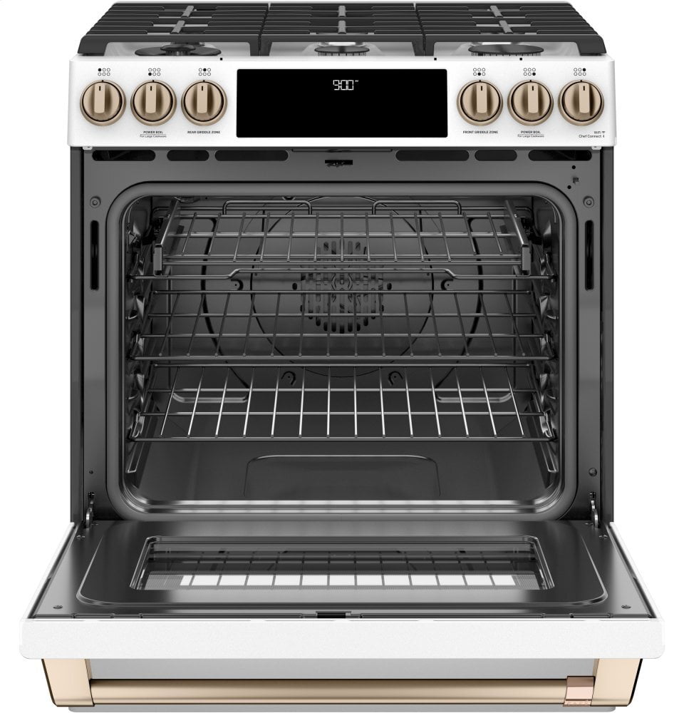 Cafe C2S900P4MW2 Café 30" Smart Slide-In, Front-Control, Dual-Fuel Range With Warming Drawer