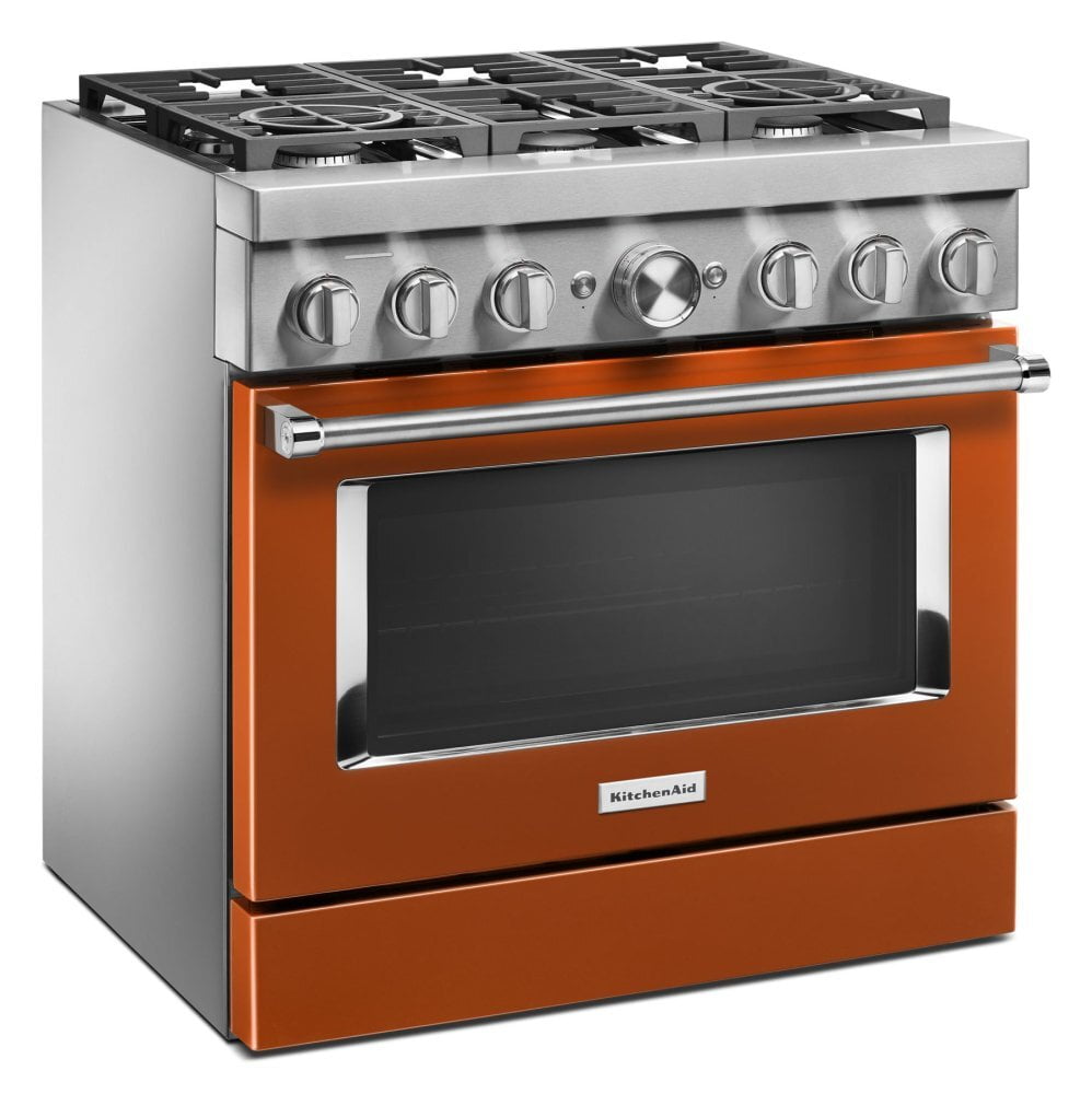 Kitchenaid KFDC506JSC Kitchenaid® 36'' Smart Commercial-Style Dual Fuel Range With 6 Burners - Scorched Orange