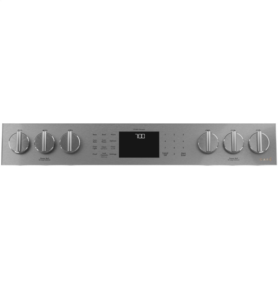 Cafe CGS700M2NS5 Café 30" Smart Slide-In, Front-Control, Gas Range With Convection Oven In Platinum Glass
