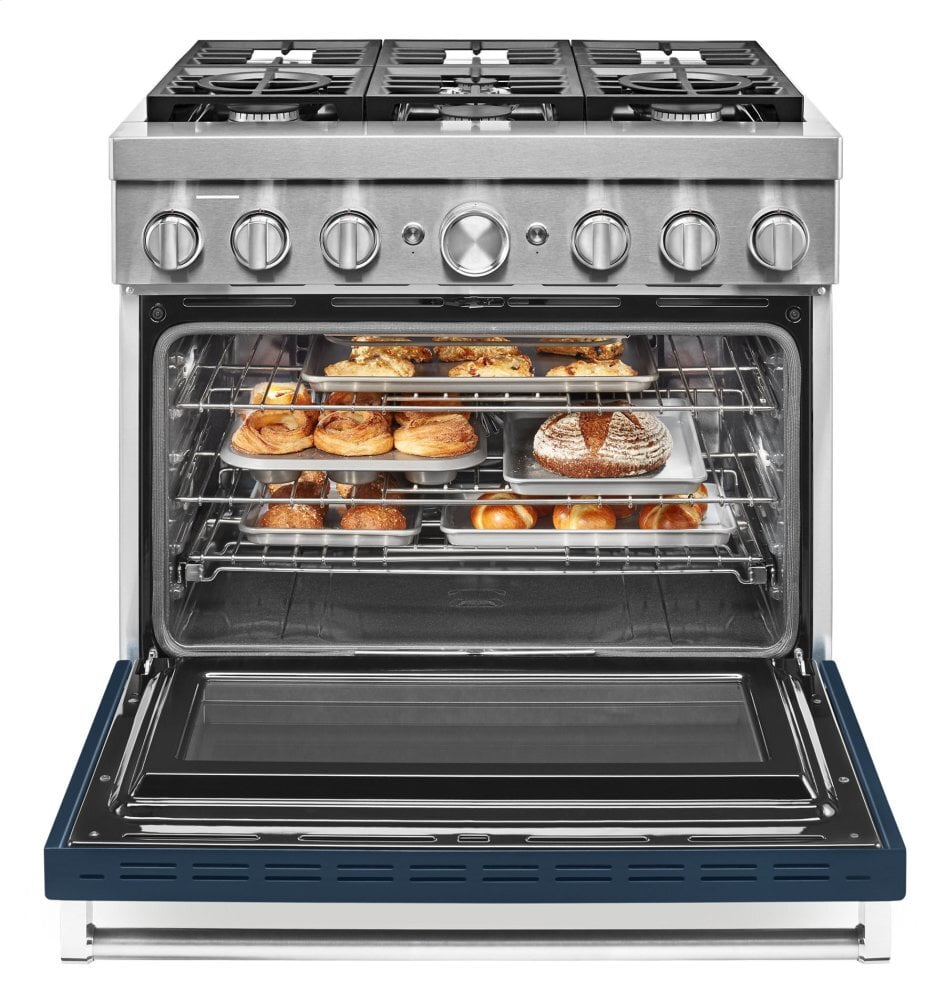 Kitchenaid KFDC506JIB Kitchenaid® 36'' Smart Commercial-Style Dual Fuel Range With 6 Burners - Ink Blue