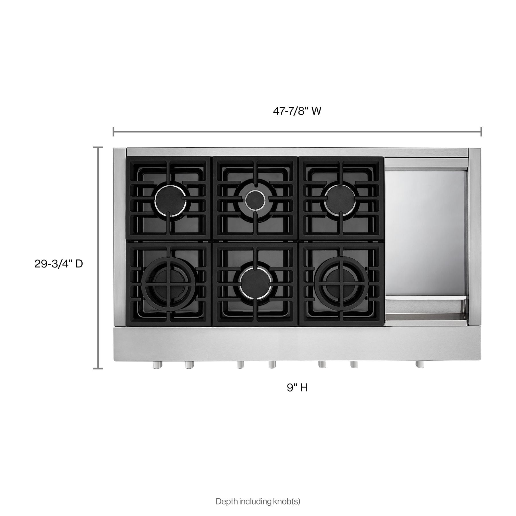 Kitchenaid KCGC558JSS Kitchenaid® 48'' 6-Burner Commercial-Style Gas Rangetop With Griddle - Stainless Steel