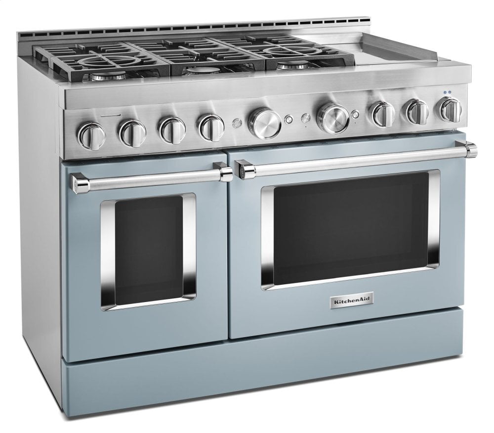 Kitchenaid KFGC558JMB Kitchenaid® 48'' Smart Commercial-Style Gas Range With Griddle - Misty Blue