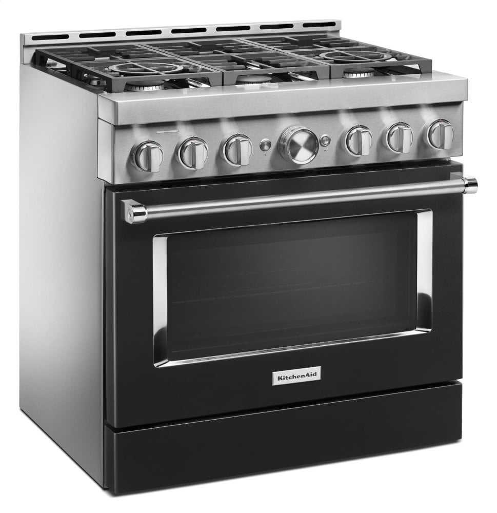 Kitchenaid KFGC506JBK Kitchenaid® 36'' Smart Commercial-Style Gas Range With 6 Burners - Imperial Black