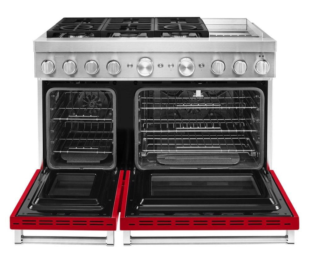 Kitchenaid KFDC558JPA Kitchenaid® 48'' Smart Commercial-Style Dual Fuel Range With Griddle - Passion Red
