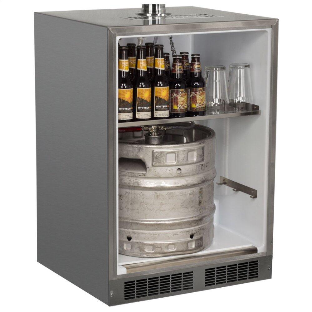 Marvel MO24BTSMRS Outdoor 24" Twin Tap Mobile Beer Dispenser With Stainless Steel Door - Solid Stainless Steel Door With Lock - Right Hinge