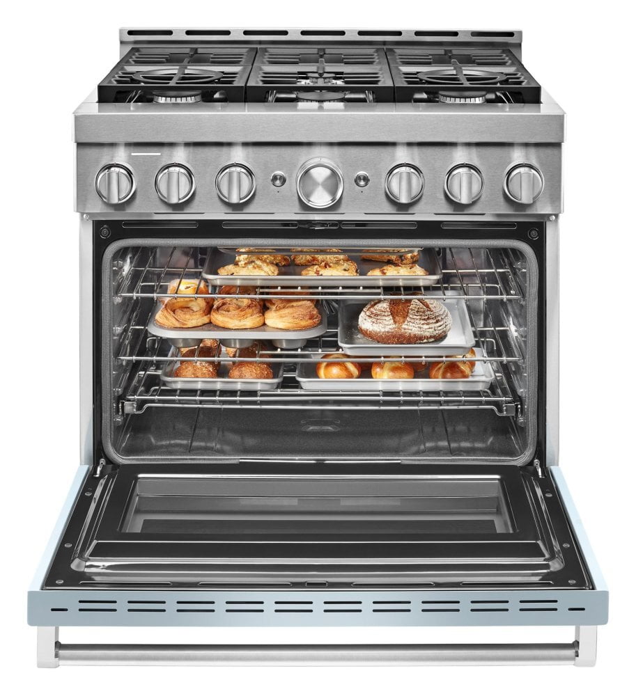 Kitchenaid KFGC506JMB Kitchenaid® 36'' Smart Commercial-Style Gas Range With 6 Burners - Misty Blue