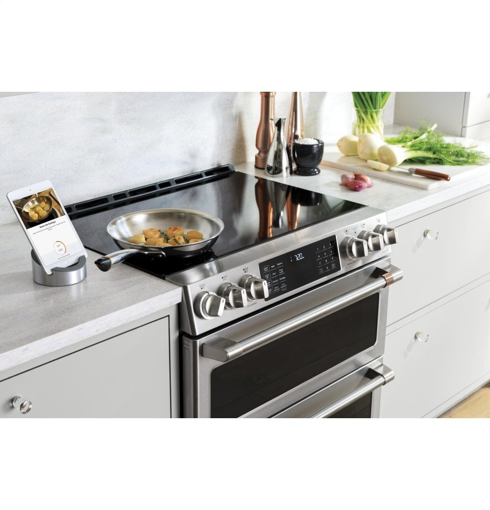 Cafe CHS900P2MS1 Café 30" Smart Slide-In, Front-Control, Induction And Convection Range With Warming Drawer