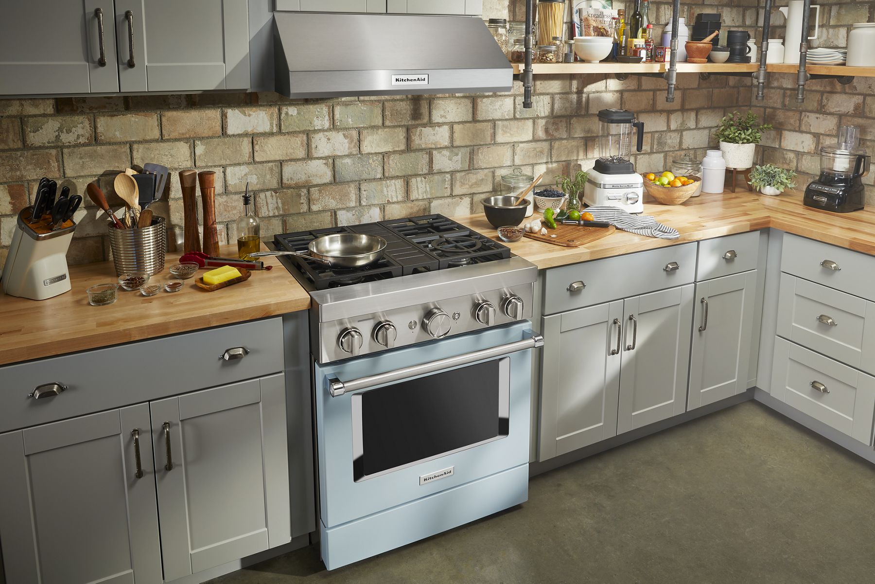Kitchenaid KFDC500JMB Kitchenaid® 30'' Smart Commercial-Style Dual Fuel Range With 4 Burners - Misty Blue