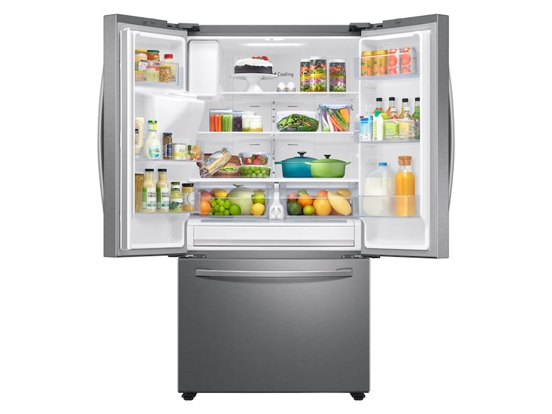 Samsung RF27T5501SR 26.5 Cu. Ft. Large Capacity 3-Door French Door Refrigerator With Family Hub™ And External Water & Ice Dispenser In Stainless Steel