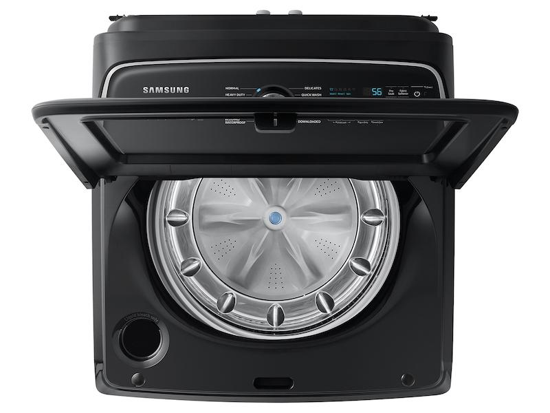 Samsung WA55CG7100AV 5.5 Cu. Ft. Extra-Large Capacity Smart Top Load Washer With Super Speed Wash In Brushed Black