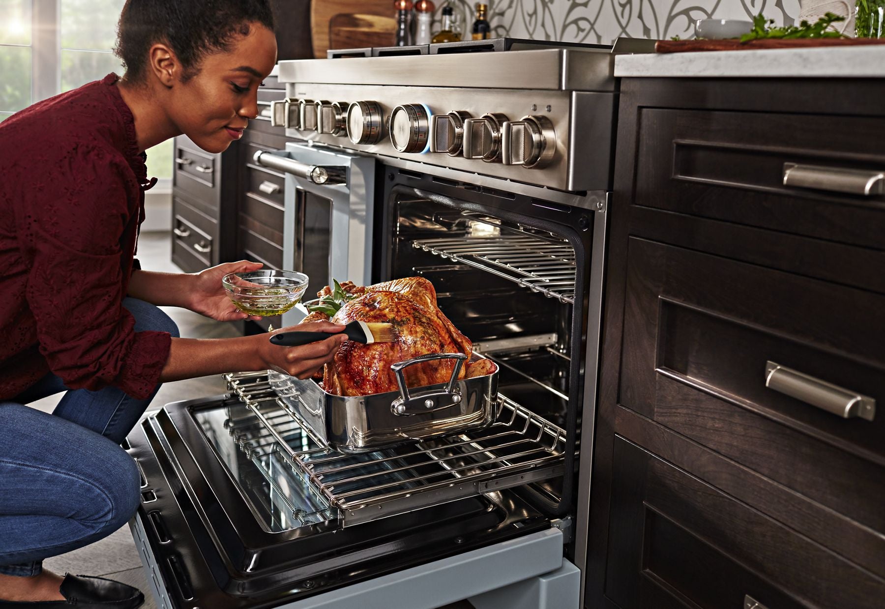 Kitchenaid KFDC558JMB Kitchenaid® 48'' Smart Commercial-Style Dual Fuel Range With Griddle - Misty Blue