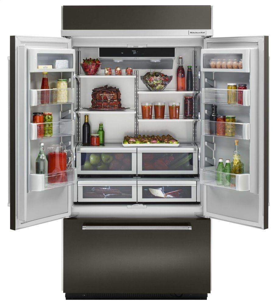 Kitchenaid KBFN502EBS 24.2 Cu. Ft. 42" Width Built-In Stainless French Door Refrigerator With Platinum Interior Design - Black Stainless Steel With Printshield™ Finish