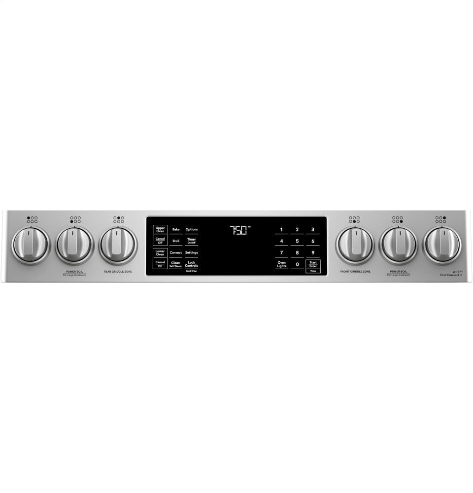 Cafe CGS750P2MS1 Café 30" Smart Slide-In, Front-Control, Gas Double-Oven Range With Convection
