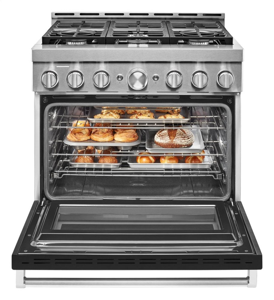 Kitchenaid KFGC506JBK Kitchenaid® 36'' Smart Commercial-Style Gas Range With 6 Burners - Imperial Black