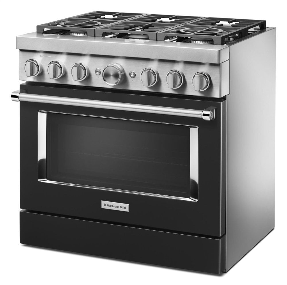 Kitchenaid KFDC506JBK Kitchenaid® 36'' Smart Commercial-Style Dual Fuel Range With 6 Burners - Imperial Black