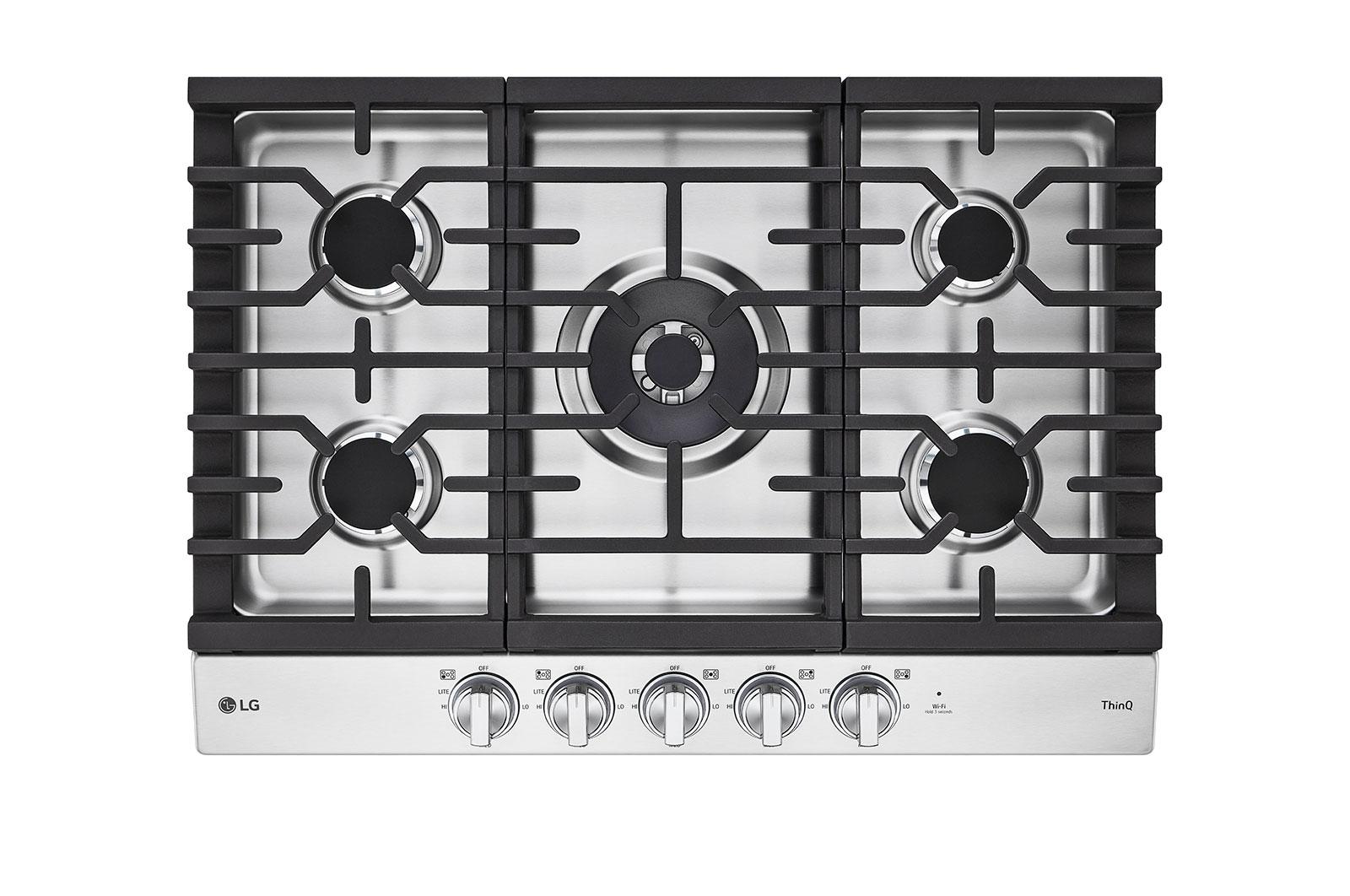 Lg CBGJ3027S 30" Smart Gas Cooktop With Ultraheat™ 22K Btu Dual Burner And Led Knobs