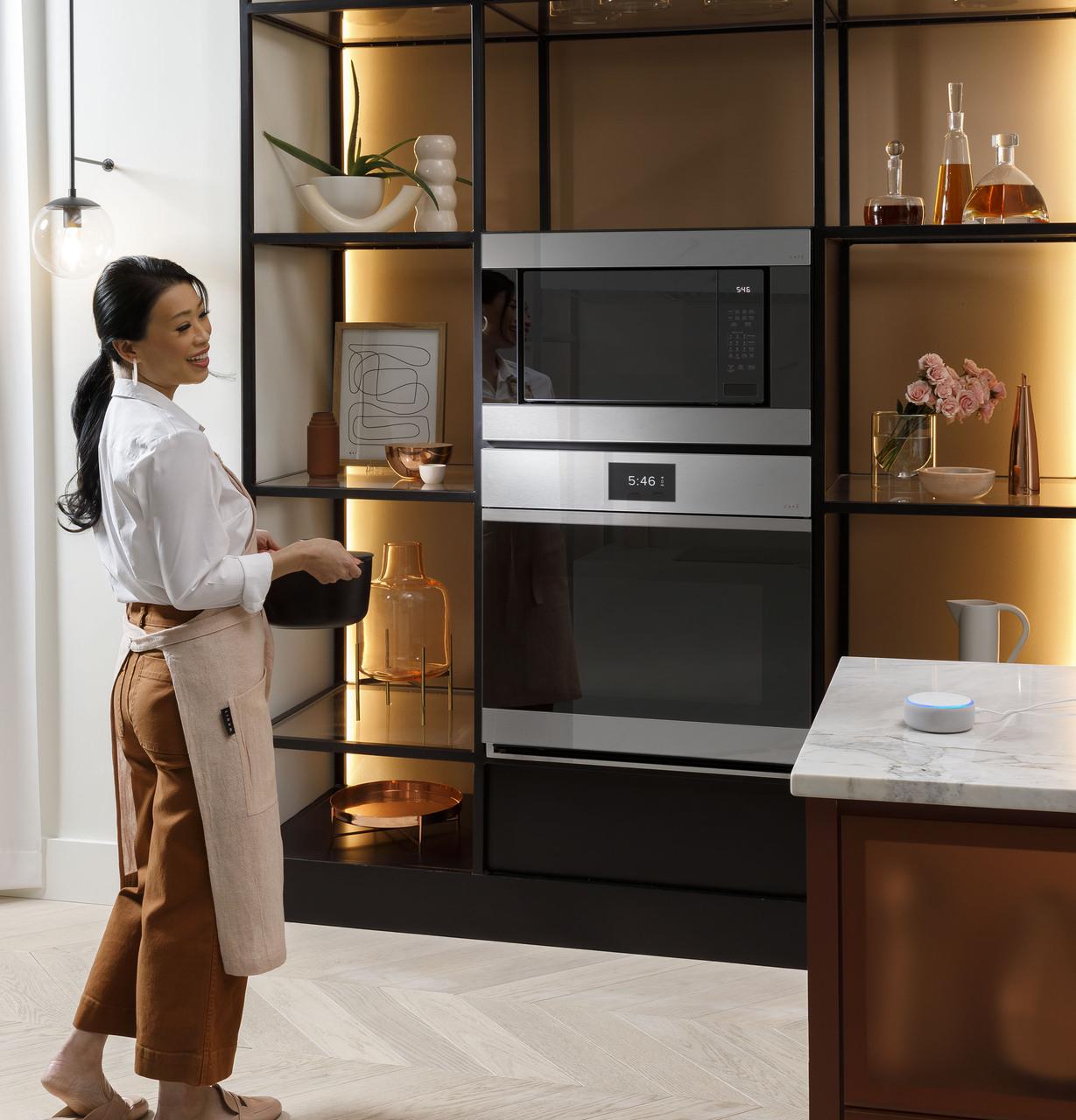 Cafe CTD90DM2NS5 Café™ Minimal Series 30" Smart Built-In Convection Double Wall Oven In Platinum Glass