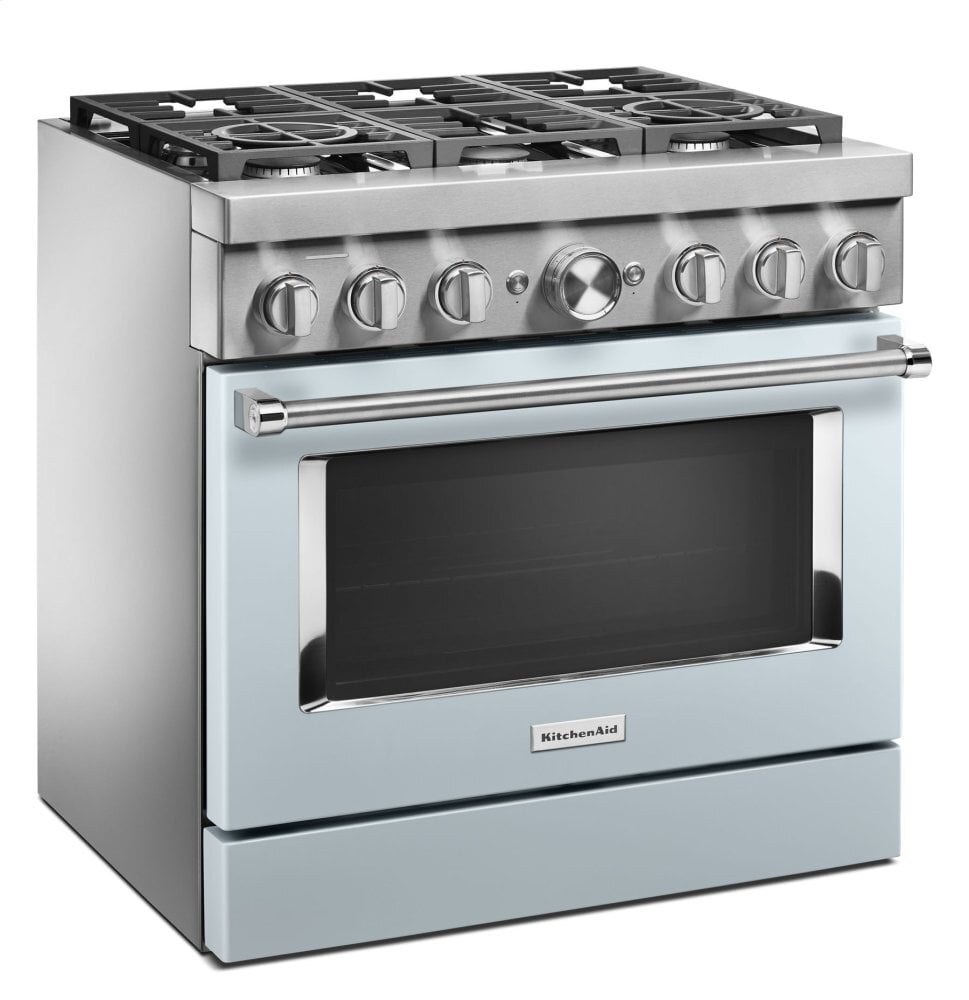 Kitchenaid KFDC506JMB Kitchenaid® 36'' Smart Commercial-Style Dual Fuel Range With 6 Burners - Misty Blue