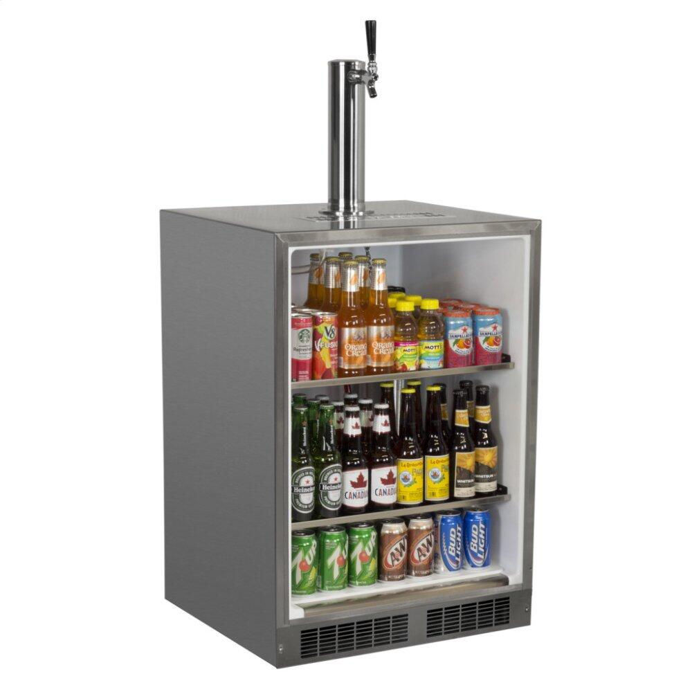 Marvel MO24BSS2LS Outdoor 24" Single Tap Built In Beer Dispenser With Stainless Steel Door - Solid Stainless Steel Door With Lock - Left Hinge