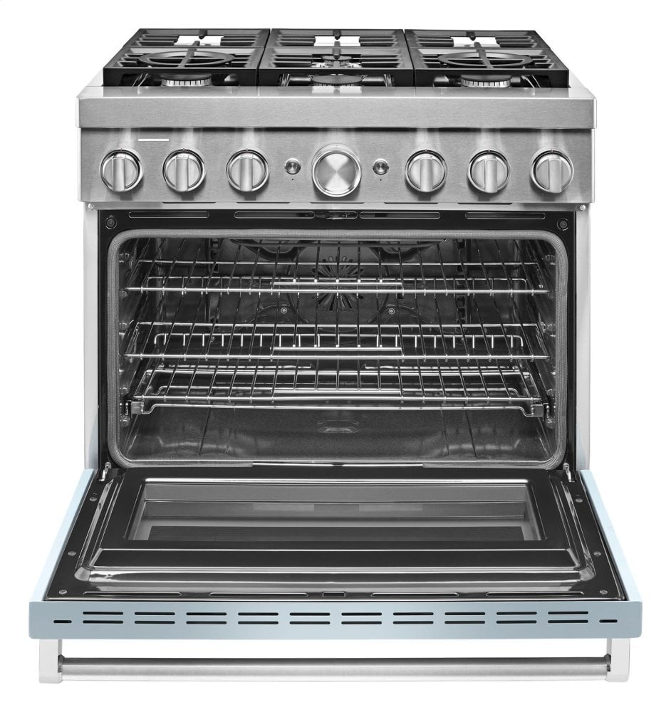 Kitchenaid KFDC506JMB Kitchenaid® 36'' Smart Commercial-Style Dual Fuel Range With 6 Burners - Misty Blue