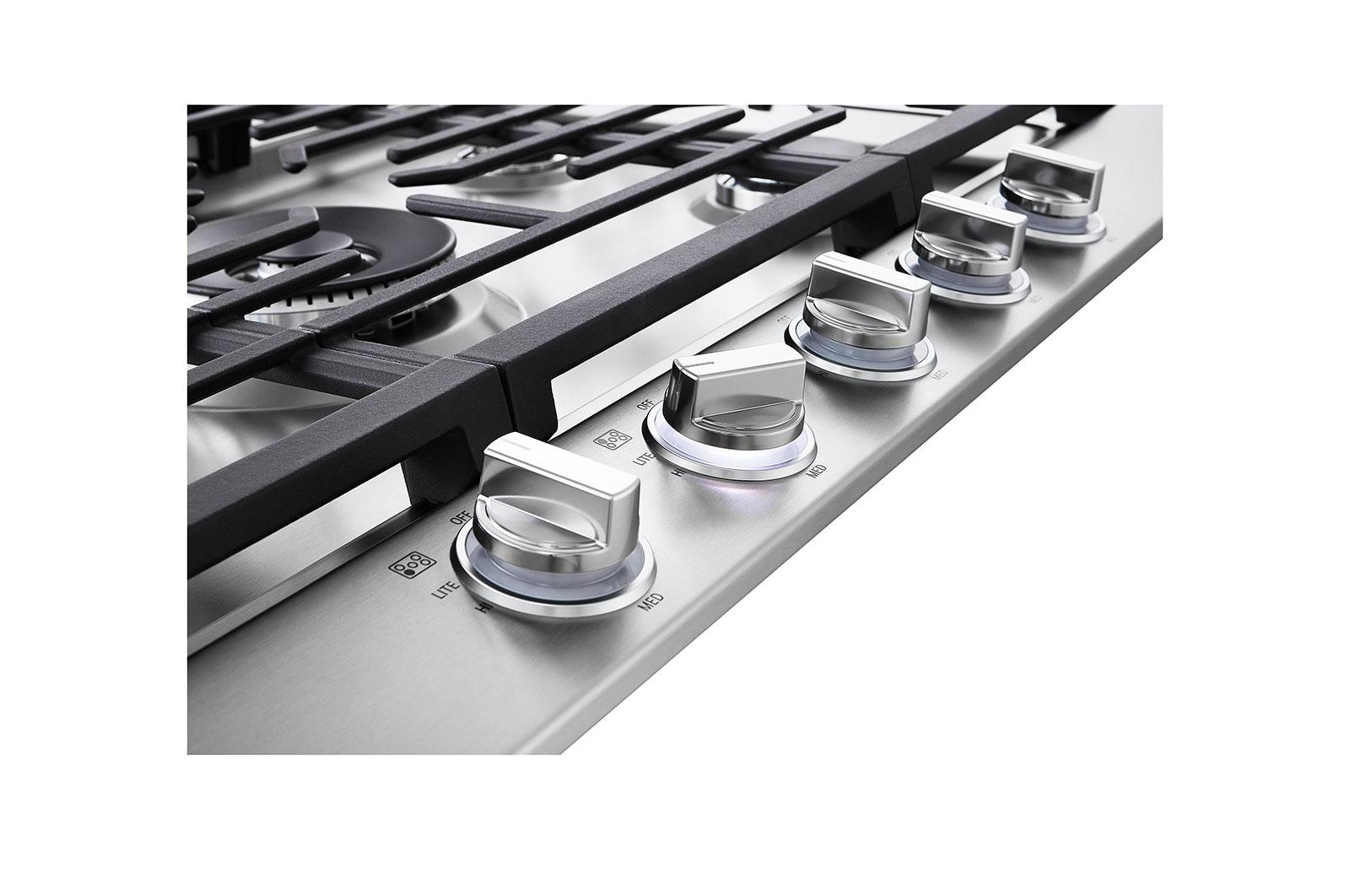 Lg CBGJ3627S 36" Smart Gas Cooktop With Ultraheat™ 22K Btu Dual Burner And Led Knobs