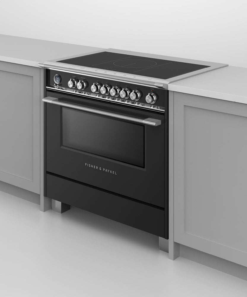 Fisher & Paykel OR36SCI6B1 Induction Range, 36", 5 Zones With Smartzone, Self-Cleaning