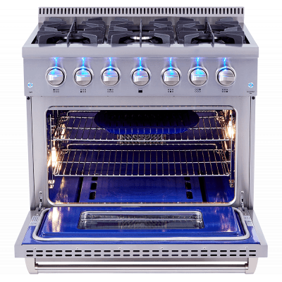 Thor Kitchen HRD3606U 36 Inch Professional Dual Fuel Range In Stainless Steel