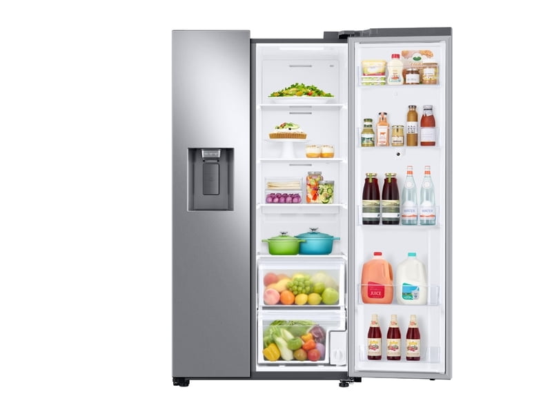 Samsung RS22T5561SR 22 Cu. Ft. Counter Depth Side-By-Side Refrigerator With Touch Screen Family Hub™ In Stainless Steel