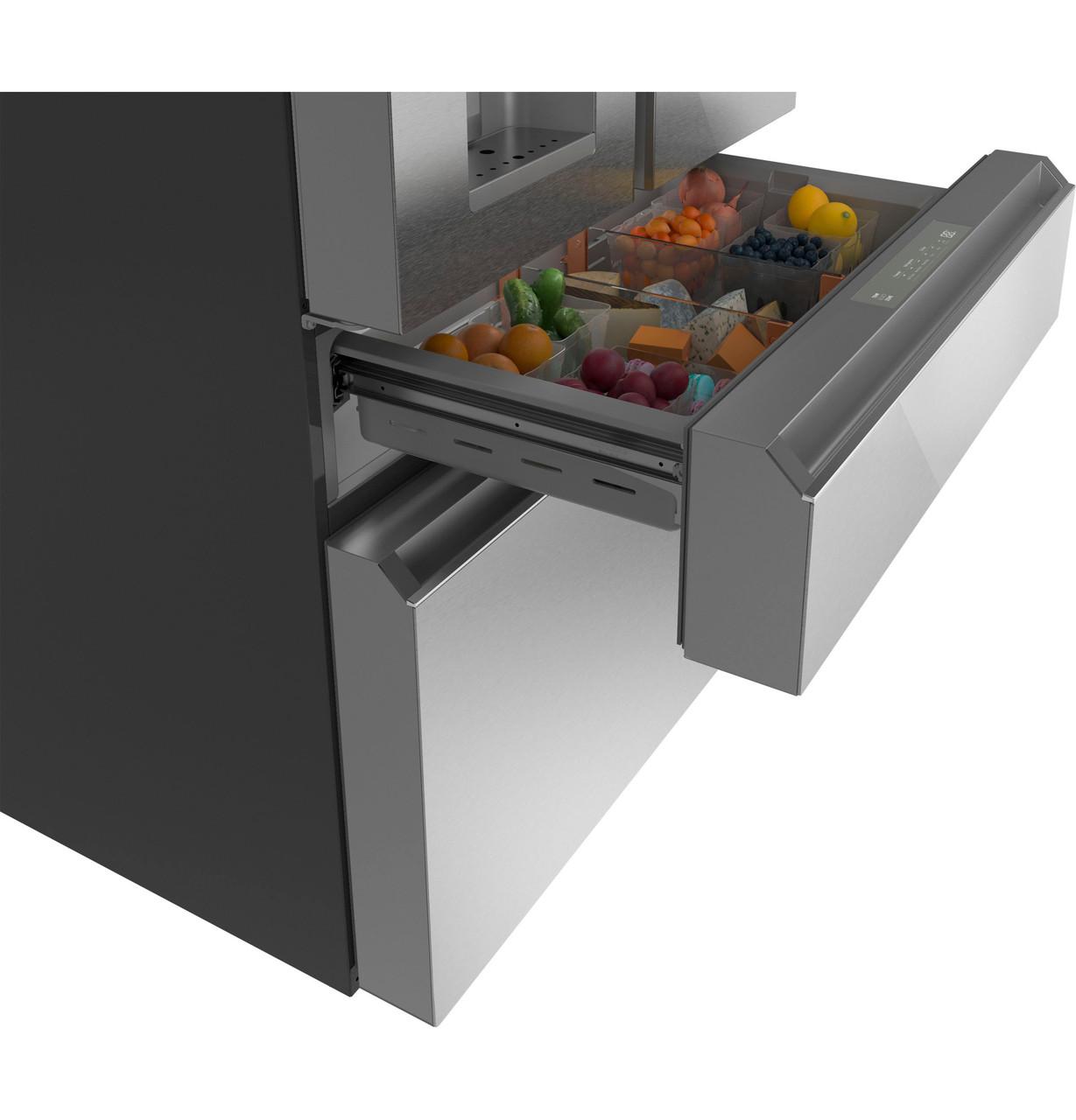Cafe CXE22DM5PS5 Café™ Energy Star® 22.3 Cu. Ft. Smart Counter-Depth 4-Door French-Door Refrigerator In Platinum Glass