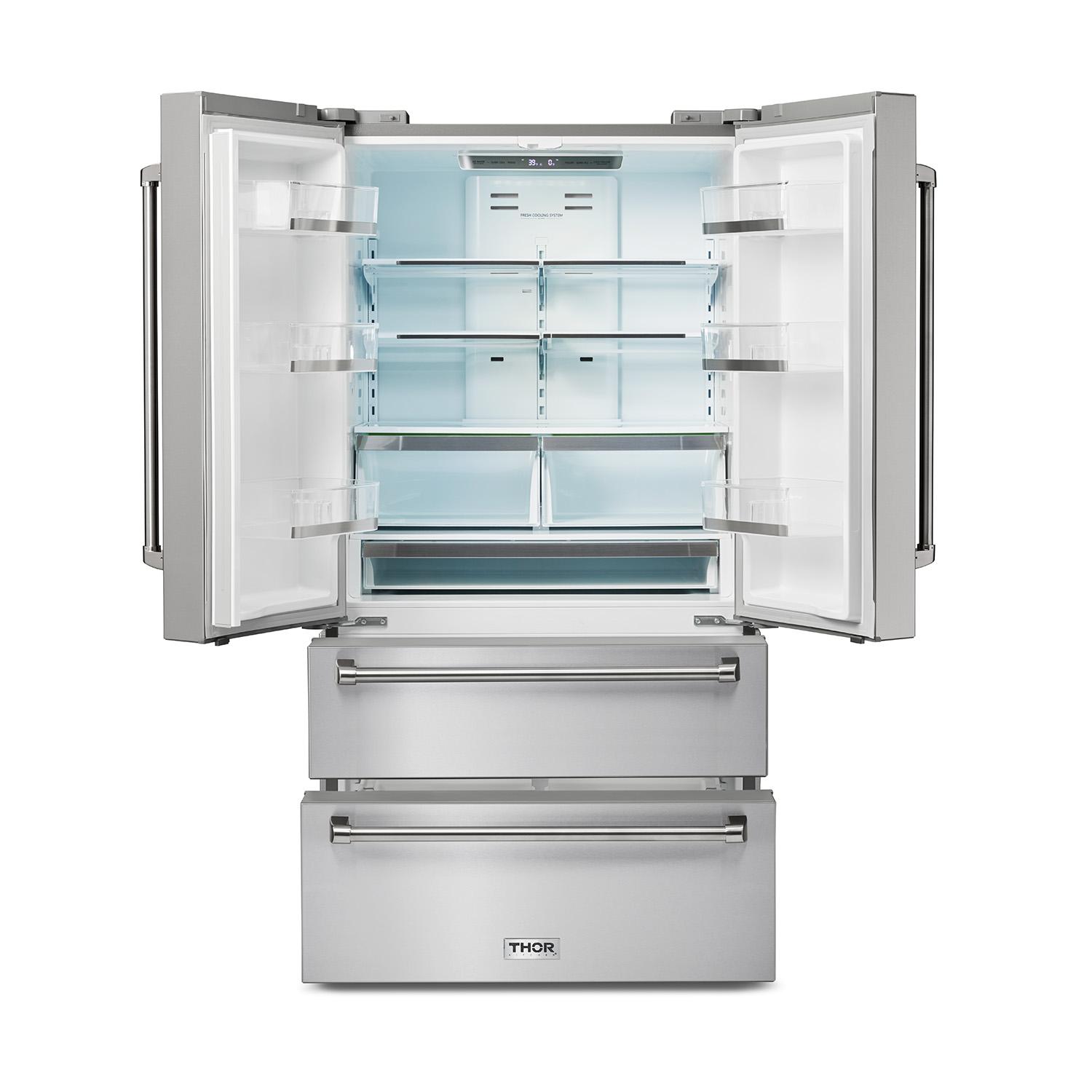 Thor Kitchen TRF3602 36 Inch Professional French Door Refrigerator With Freezer Drawers