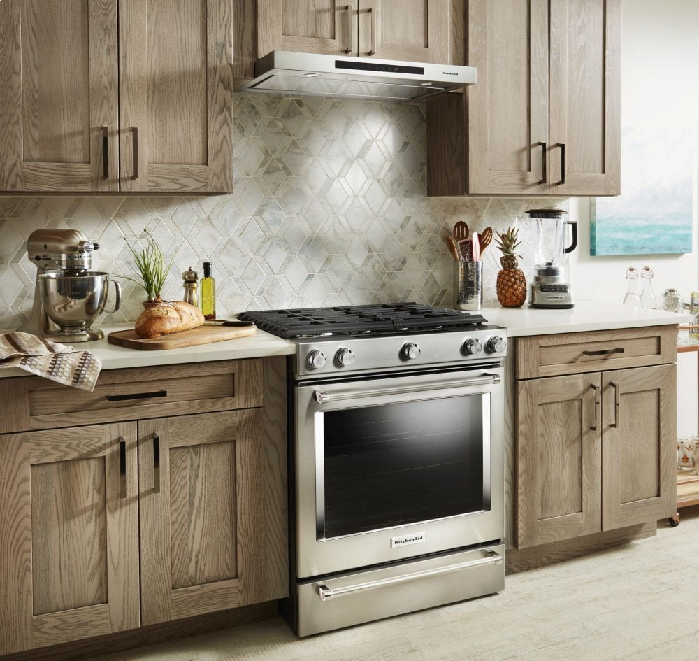 Kitchenaid KSGG700ESS 30-Inch 5-Burner Gas Slide-In Convection Range - Stainless Steel