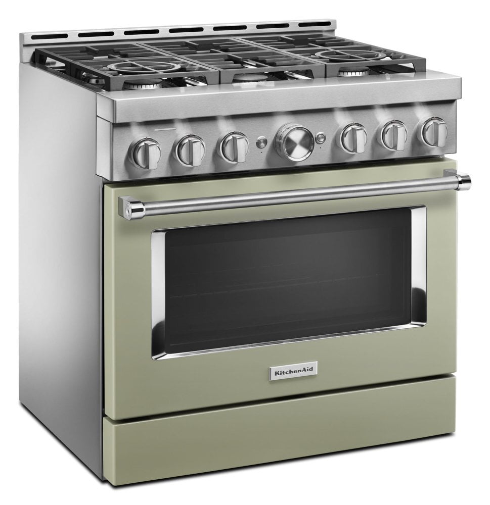 Kitchenaid KFGC506JAV Kitchenaid® 36'' Smart Commercial-Style Gas Range With 6 Burners - Avocado Cream