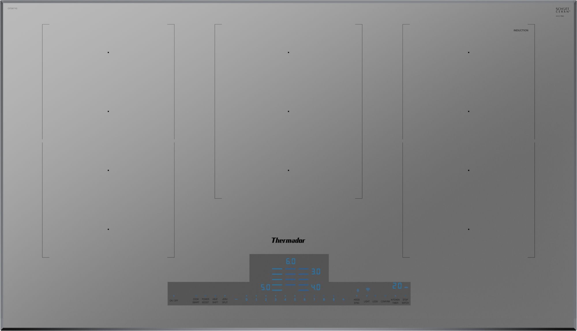 Thermador CIT367YG Liberty® Induction Cooktop 36'' Titanium Gray, Surface Mount Without Frame Cit367Yg