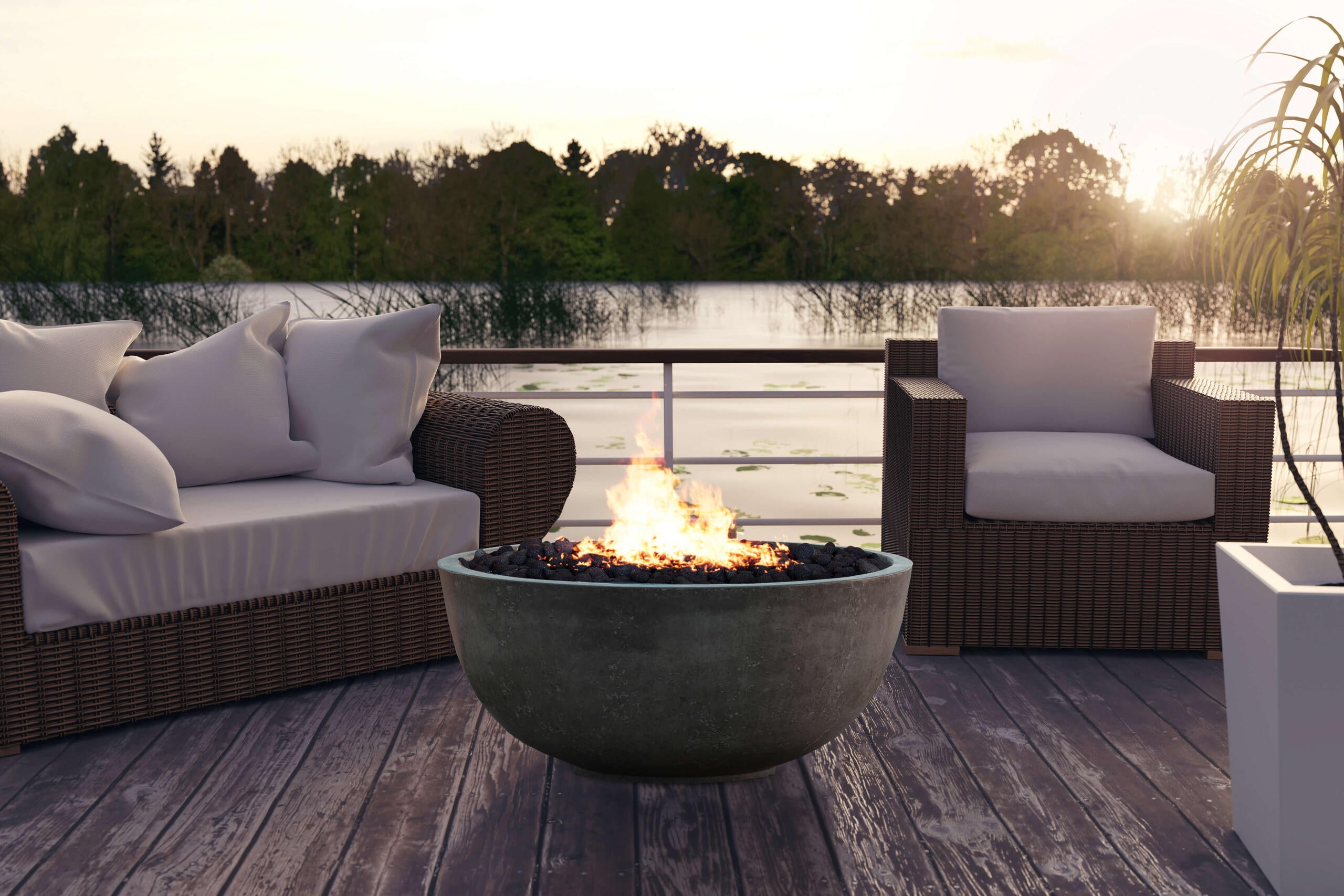 Xo Appliance XOFBWL39GR Fire Bowl 39" Natural Gas Fired Gfrc - Gray